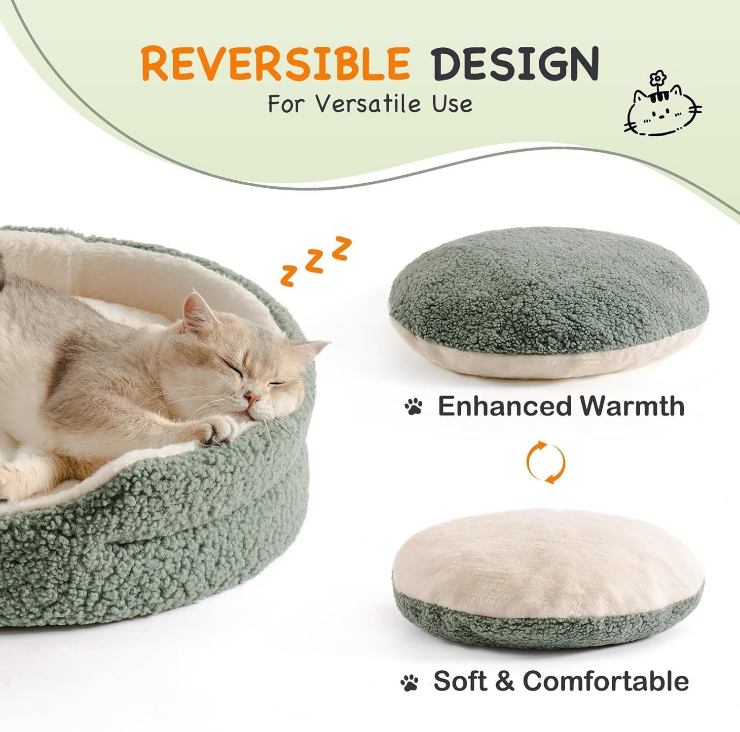 Mewoo Orthopedic Pet Bed – 23x23x7" Round Plush Bed for Cats & Small Dogs | Washable Cover & Non-Slip Bottom - AllvueCo