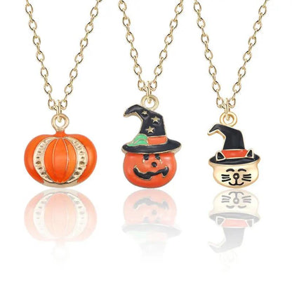 Halloween Oil Drop Pumpkin Cat Necklace Creative Clavicle Ch | Jewelry & Accessories - AllvueCo
