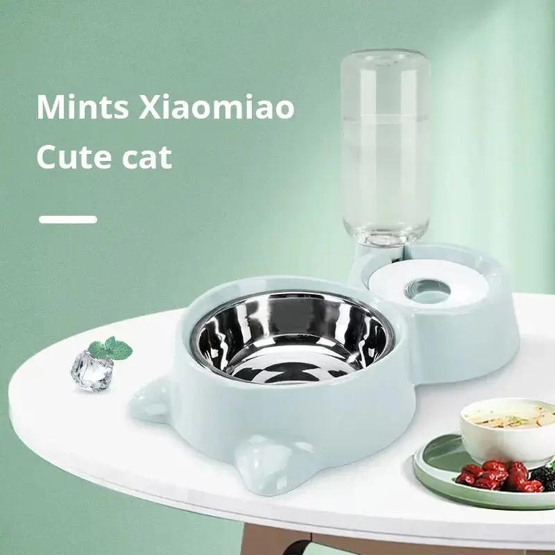 Pet Dog Cat Bowl Fountain | Automatic Food Water Feeder Container - AllvueCo