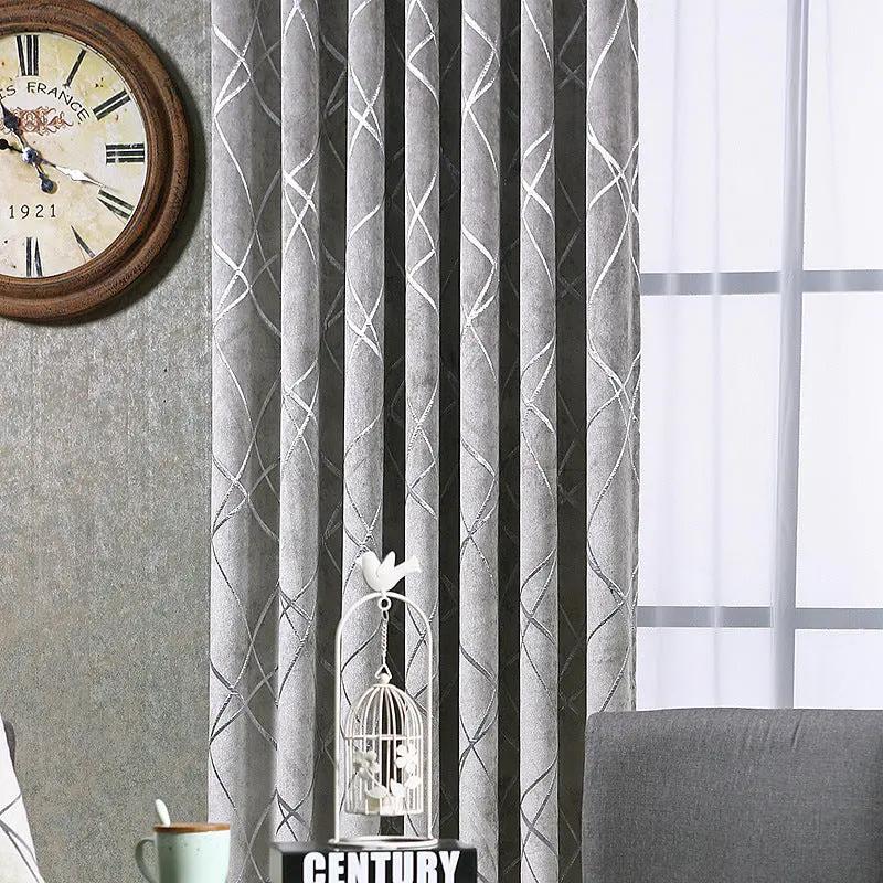 Solid Color Modern Chenille Blackout Curtains for Living Room - AllvueCo