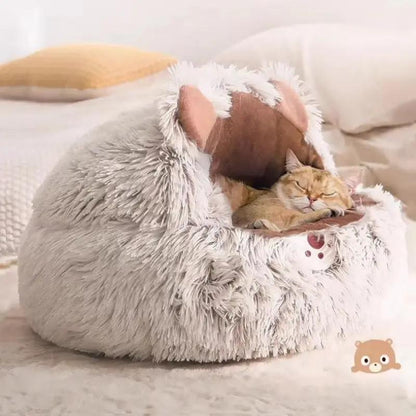 Winter Long Plush Pet Cat Bed - Round Cat Cushion for Cats - AllvueCo
