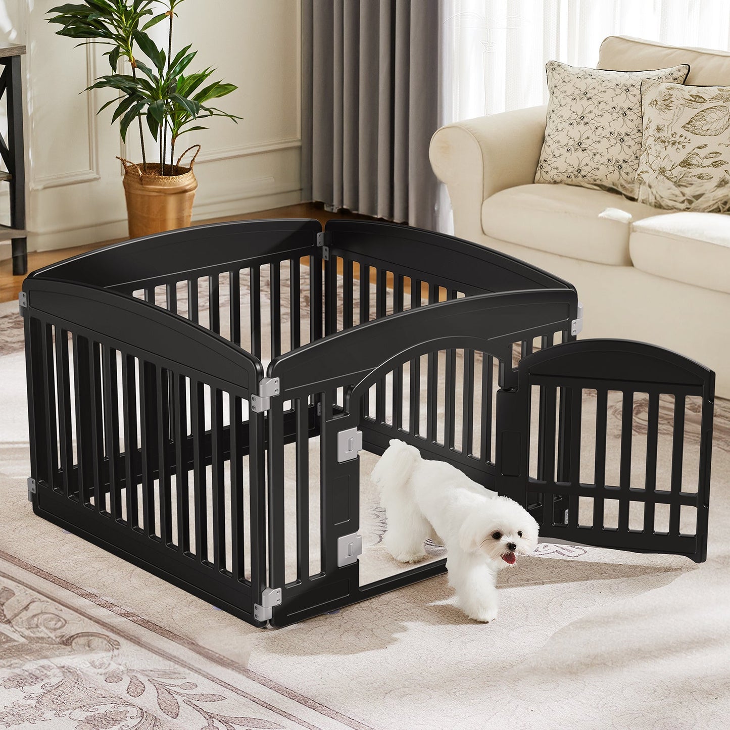 Heavy-Duty Dog Playpen Fence – Safe & Portable Pet Enclosure with Lockable Door for Indoor & Outdoor Use - AllvueCo