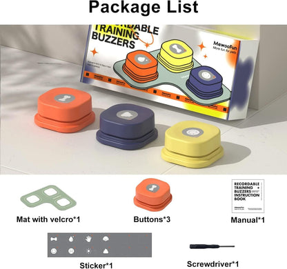 Mewoofun Dog Talking Buttons Set – 3 Recordable Communication Buttons for Pet Training - AllvueCo