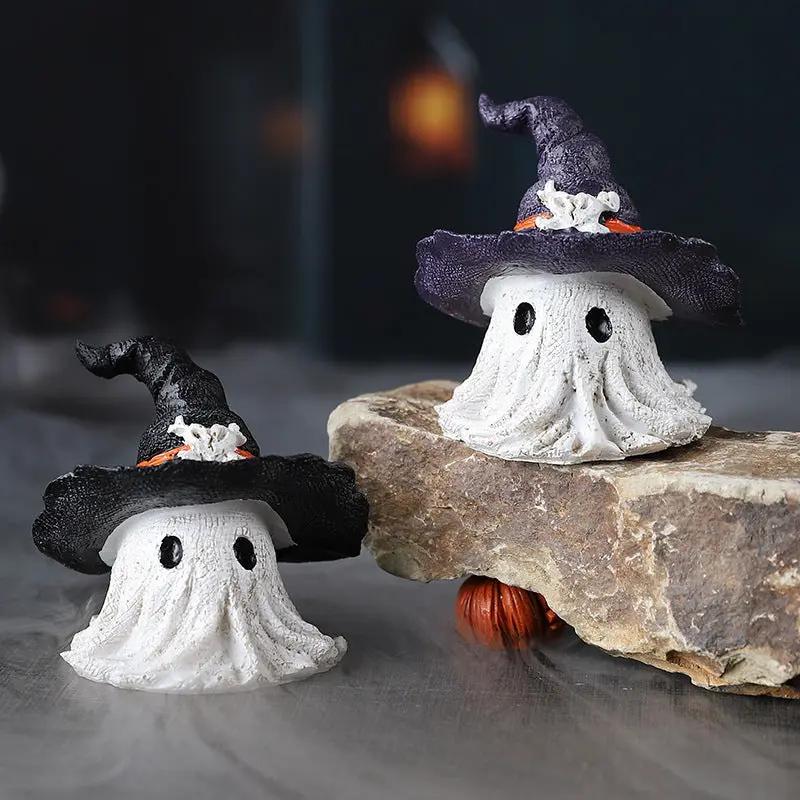 Resin Decoration Halloween Wizard Hat Ghost Ornaments - Festive Decor - AllvueCo