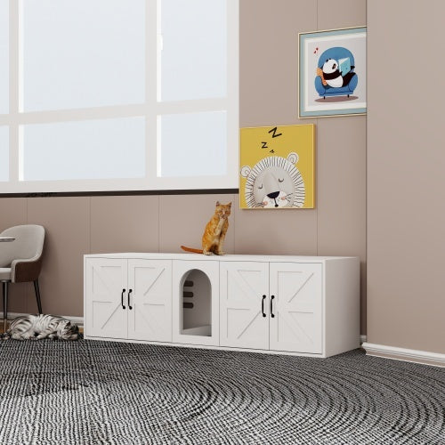 Modern Wooden Cat Litter Box Furniture with Double Room – Stylish & Functional - AllvueCo
