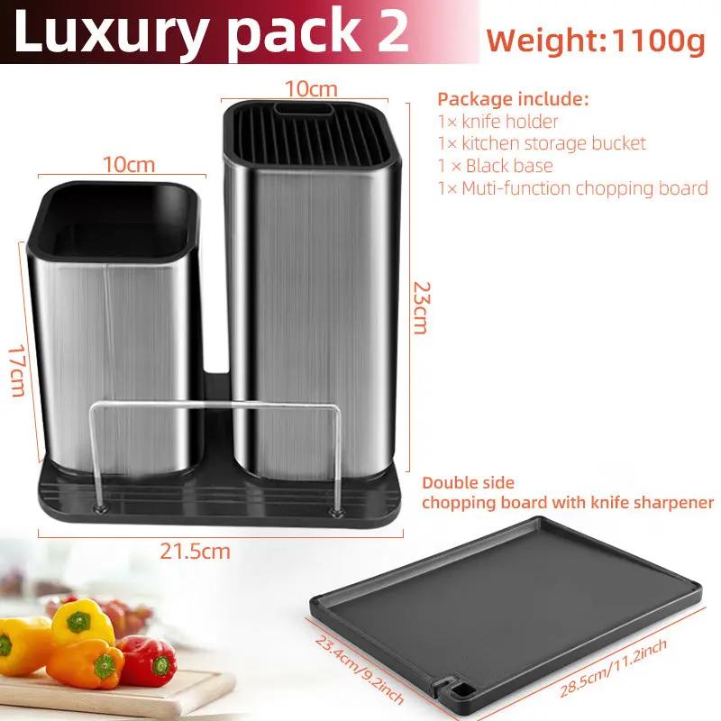 Drainable Knife & Chopping Board Holder – Stainless Steel Kitchen Organizer - AllvueCo