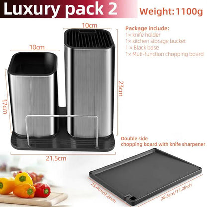 Drainable Knife & Chopping Board Holder – Stainless Steel Kitchen Organizer - AllvueCo