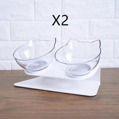 Non Slip Double Cat Bowl with Raised Stand for Pet Feeding - AllvueCo