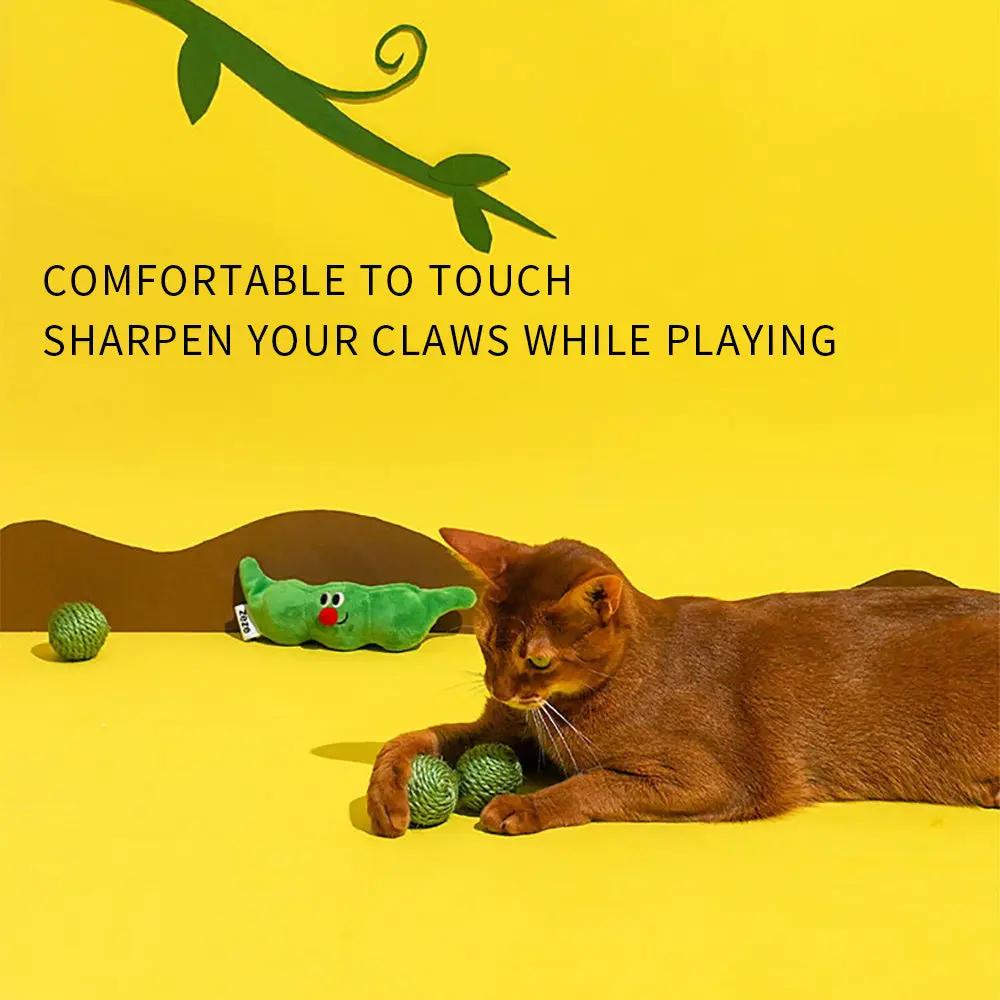 3pcs Cat Toy Balls, Interactive Pet Play Balls Sisal Rope - AllvueCo