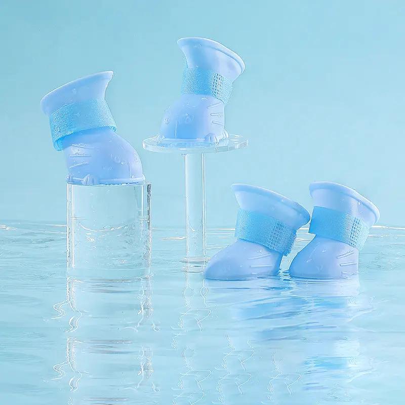 Dog Rain Boots 4pcs Waterproof Silicone Non-Slip Footwear - AllvueCo