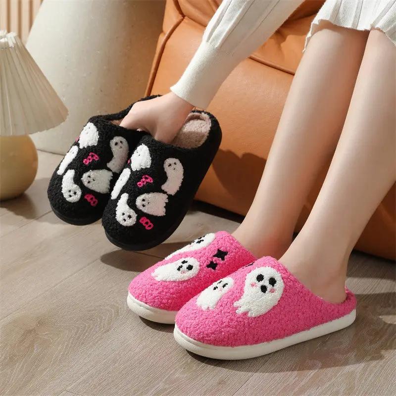Halloween Cartoon Ghost Cotton Slippers for Women - Indoor Slippers - AllvueCo