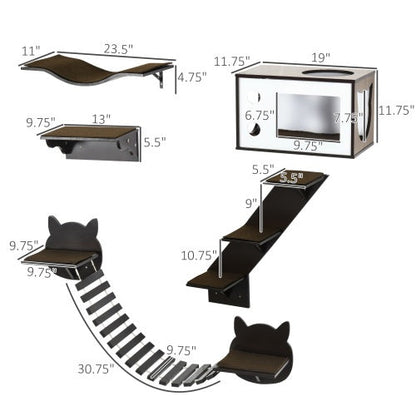 PawHut Wall-Mounted Cat Tree with Ergonomic Curved Platform - AllvueCo