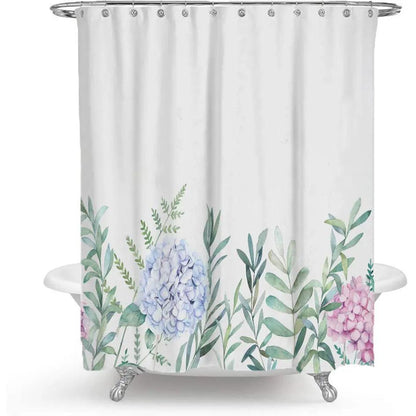 Color Floral Plant Shower Curtain - Polyester Bathroom Decor - AllvueCo