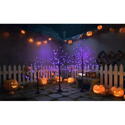 3 Pack Halloween Lighted Spooky Trees – 4FT, 5FT & 6FT with Purple LED Lights - AllvueCo