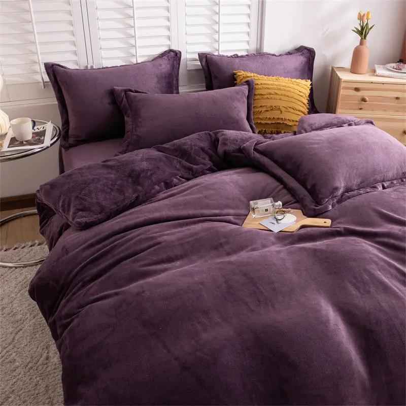 Plush Double-sided Fleece Duvet Cover Set - Four-piece Cozy Bedding Collection
