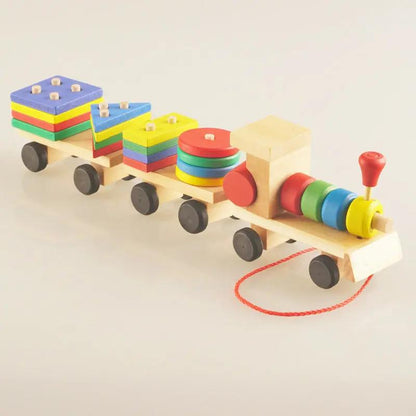 Wooden Three-Section Train – Educational Pull Toy for Toddlers AllvueCo