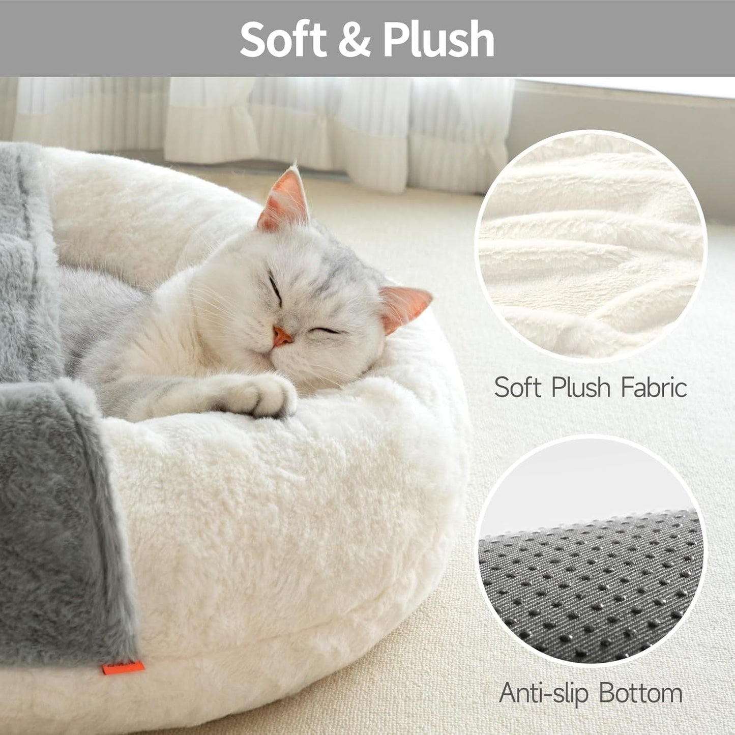 Mewoofun Enclosed Cat Bed Cave – Washable Plush Pet Bed with Blanket - AllvueCo
