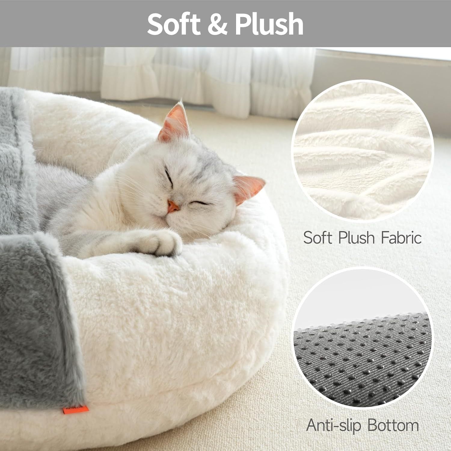 Mewoofun Enclosed Cat Bed Cave – Washable Plush Pet Bed with Blanket - AllvueCo