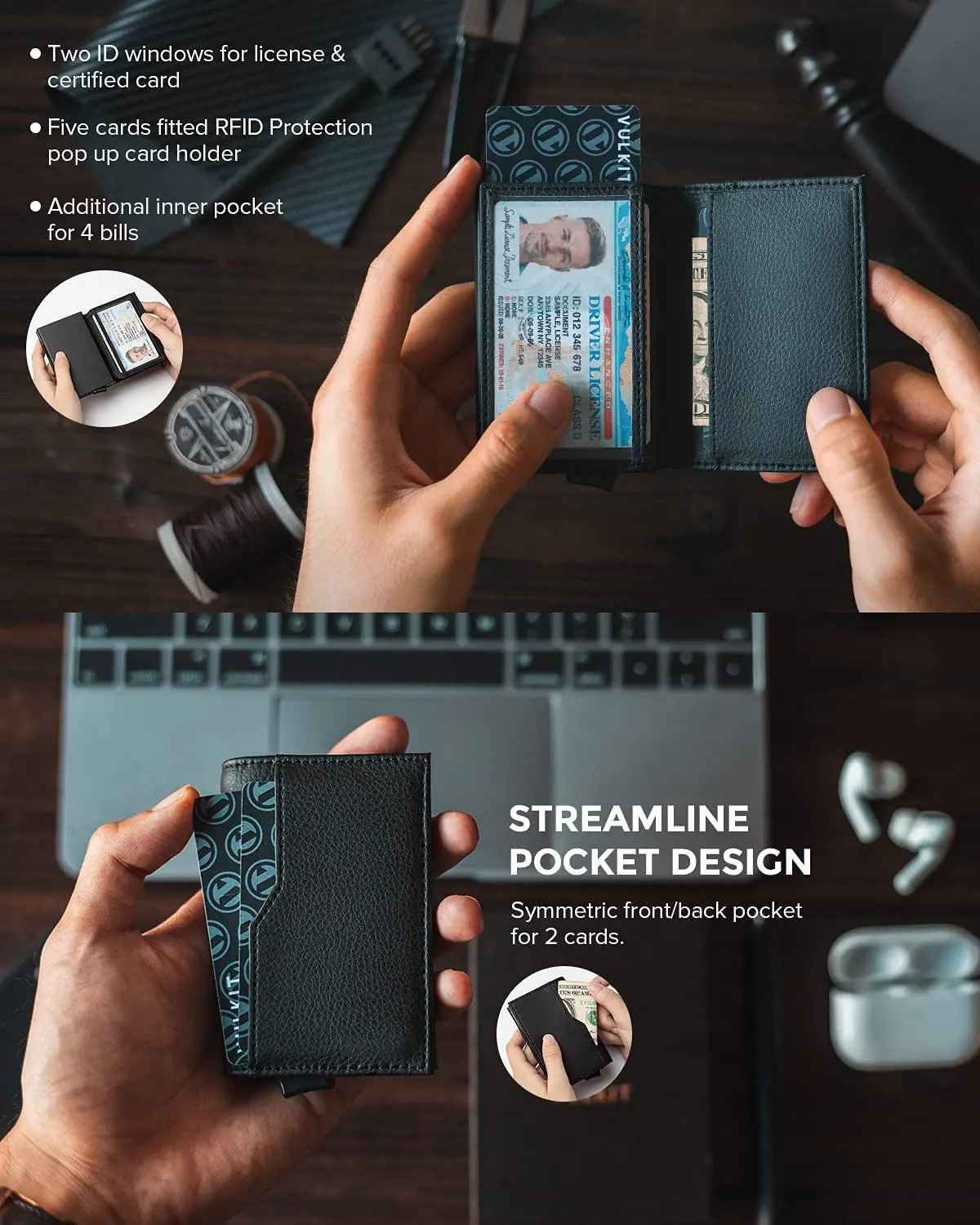 RFID Blocking Credit Card Case with Double ID Window