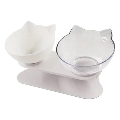 Inclined Food Cat Ear Oblique Mouth Transparent Single Pet Bowl - AllvueCo