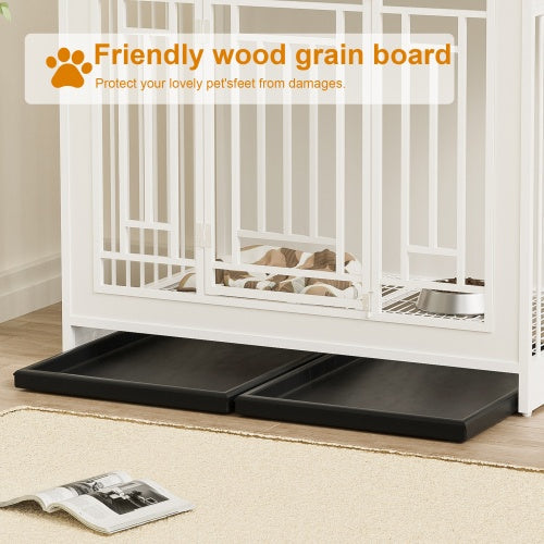 43.3" Wooden Dog Kennel Furniture with Divider – Stylish & Spacious Indoor Crate - AllvueCo