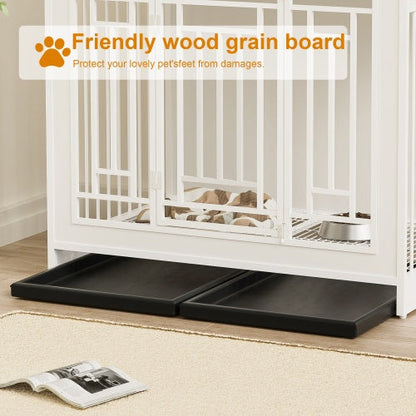 43.3" Wooden Dog Kennel Furniture with Divider – Stylish & Spacious Indoor Crate - AllvueCo