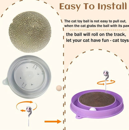 Multifunctional Cat Scratching Board – Interactive Scratcher with Ball Track & Toys - AllvueCo