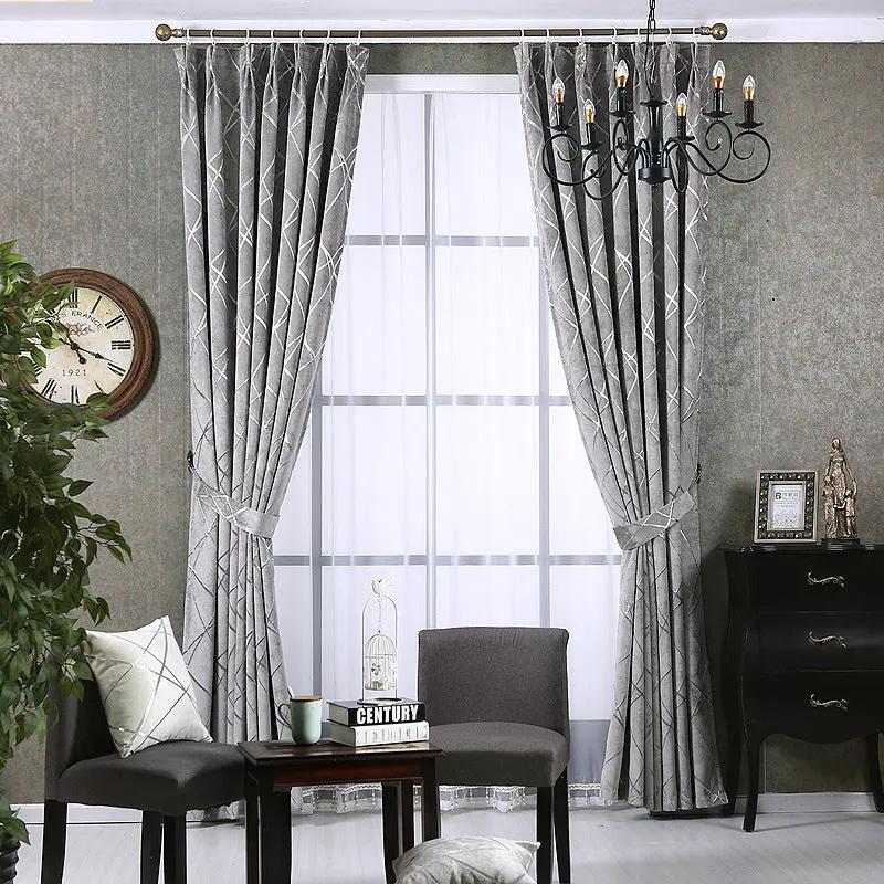 Solid Color Modern Chenille Blackout Curtains for Living Room - AllvueCo
