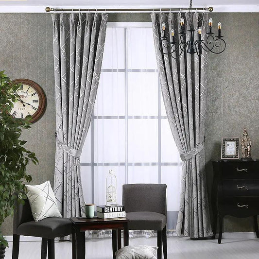 Solid Color Modern Chenille Blackout Curtains for Living Room - AllvueCo