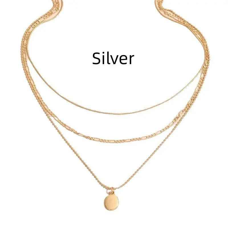 Vintage Geometric Pendant Necklace in Metal - Unique Oval Jewelry & Accessories