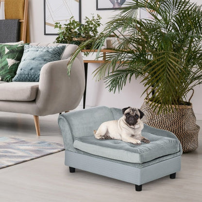 Luxury Small Dog Sofa Bed with Hidden Storage – Modern Gray Pet Furniture with 3” Soft Foam Cushion & Quilted Design - AllvueCo