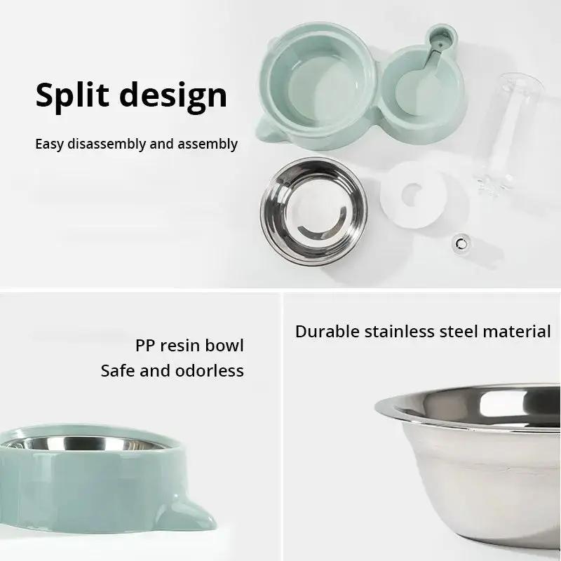 Pet Dog Cat Bowl Fountain | Automatic Food Water Feeder Container - AllvueCo