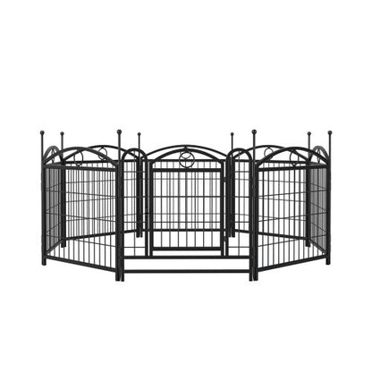 24-Inch 8-Panel Metal Dog Playpen – Indoor & Outdoor Heavy-Duty Foldable Pet Exercise Pen with Door, Rust-Resistant Design for Medium & Large Dogs - AllvueCo