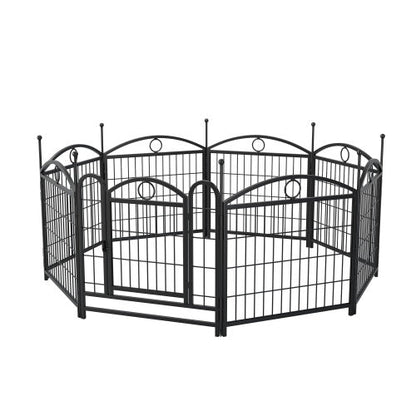 24-Inch 8-Panel Metal Dog Playpen – Indoor & Outdoor Heavy-Duty Foldable Pet Exercise Pen with Door, Rust-Resistant Design for Medium & Large Dogs - AllvueCo