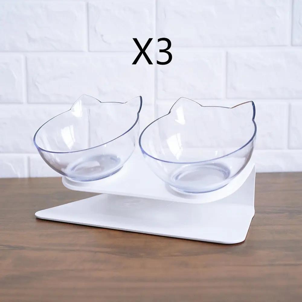 Non Slip Double Cat Bowl with Raised Stand for Pet Feeding - AllvueCo