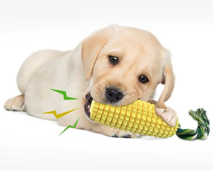 Durable Corn-Shaped Dog Chew Toy – Squeaky TPR Toy for Aggressive Chewers - AllvueCo