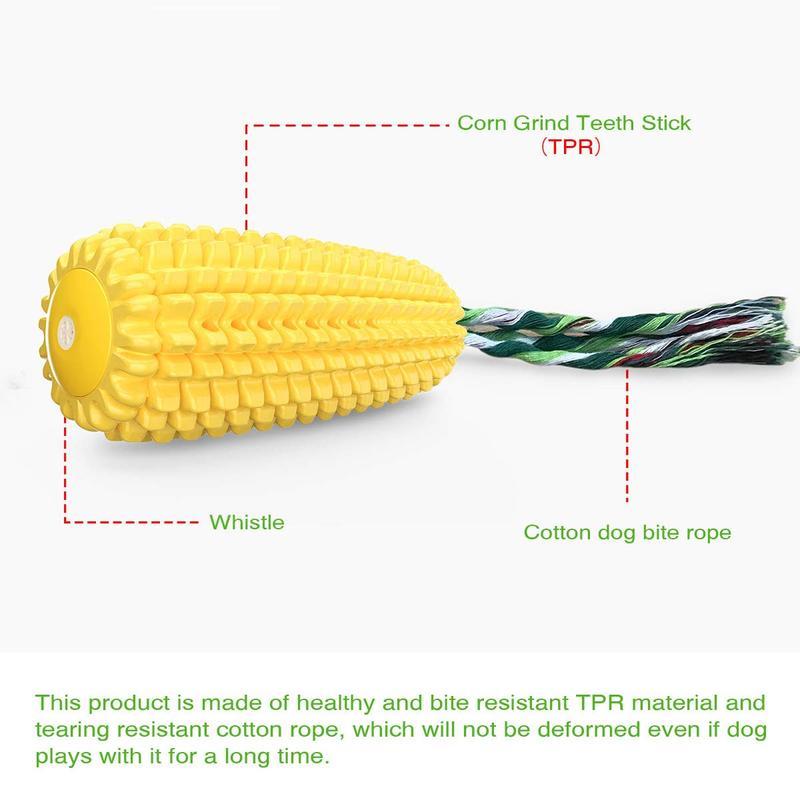 Durable Corn-Shaped Dog Chew Toy – Squeaky TPR Toy for Aggressive Chewers - AllvueCo