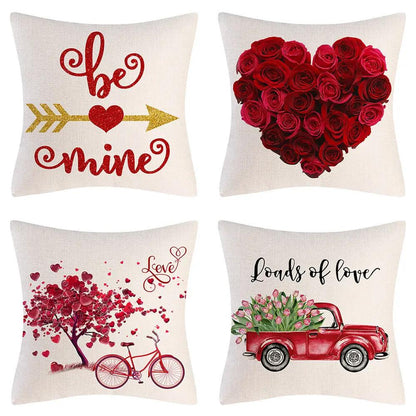 Valentine's Day Linen Pillowcase - Holiday Gift for Home Decor - AllvueCo