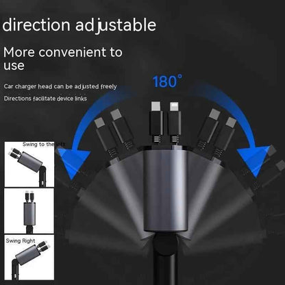 Metal Car Charger 100W Fast Charging Car Charger USB and Type-C Adapter