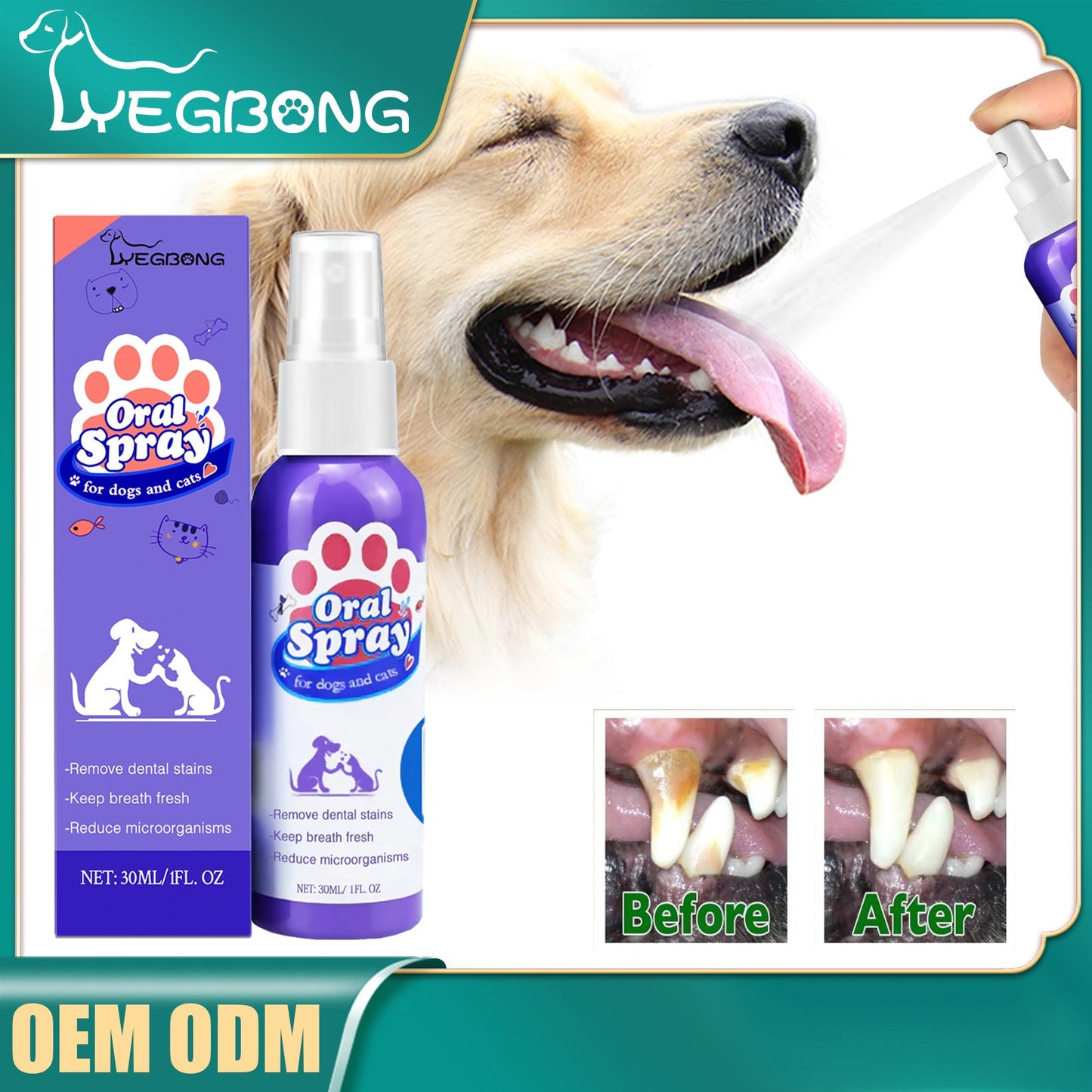 Pet Teeth Cleaning Spray for Cats & Dogs – Fresh Breath, Plaque & Tartar Remover with Easy No-Brush Application - AllvueCo
