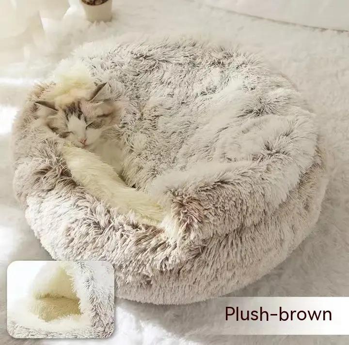 2-in-1 Dog and Cat Bed - Plush Winter Pet Bed for Comfort - AllvueCo