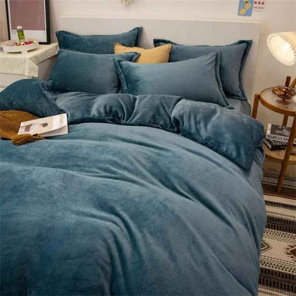 Plush Double-sided Fleece Duvet Cover Set - Four-piece Cozy Bedding Collection