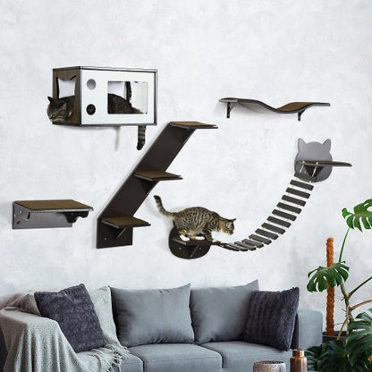 PawHut Wall-Mounted Cat Tree with Ergonomic Curved Platform - AllvueCo