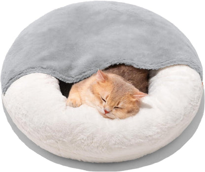 Mewoofun Enclosed Cat Bed Cave – Washable Plush Pet Bed with Blanket - AllvueCo