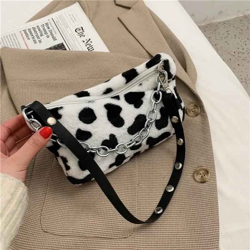 Leopard Print Women's Bag - Personality Diagonal Plush Bag for Women