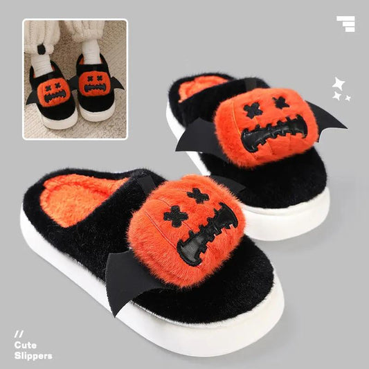 Halloween Cartoon Pumpkin Slippers with Small Wings Design - AllvueCo