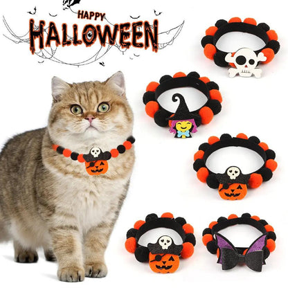 Halloween Pumpkin Collar - Pet Fur Ball Accessories for Pets - AllvueCo