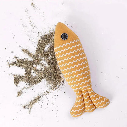 Burlap Fish Catnip Cat Toy, Throw Pillow, Teething Cat Toy, | Electronic Learning Toys - AllvueCo
