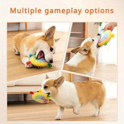 Cartoon Plush Flying Disc Toy Dog For Outdoor Play, Bite-res | Electronic Learning Toys - AllvueCo