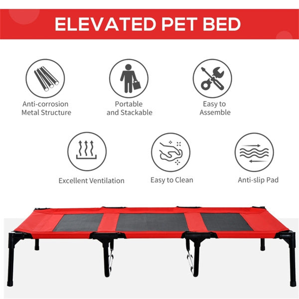 Elevated XXL Dog Bed – Portable Cooling Cot with Steel Frame & Travel Bag (Red) - AllvueCo